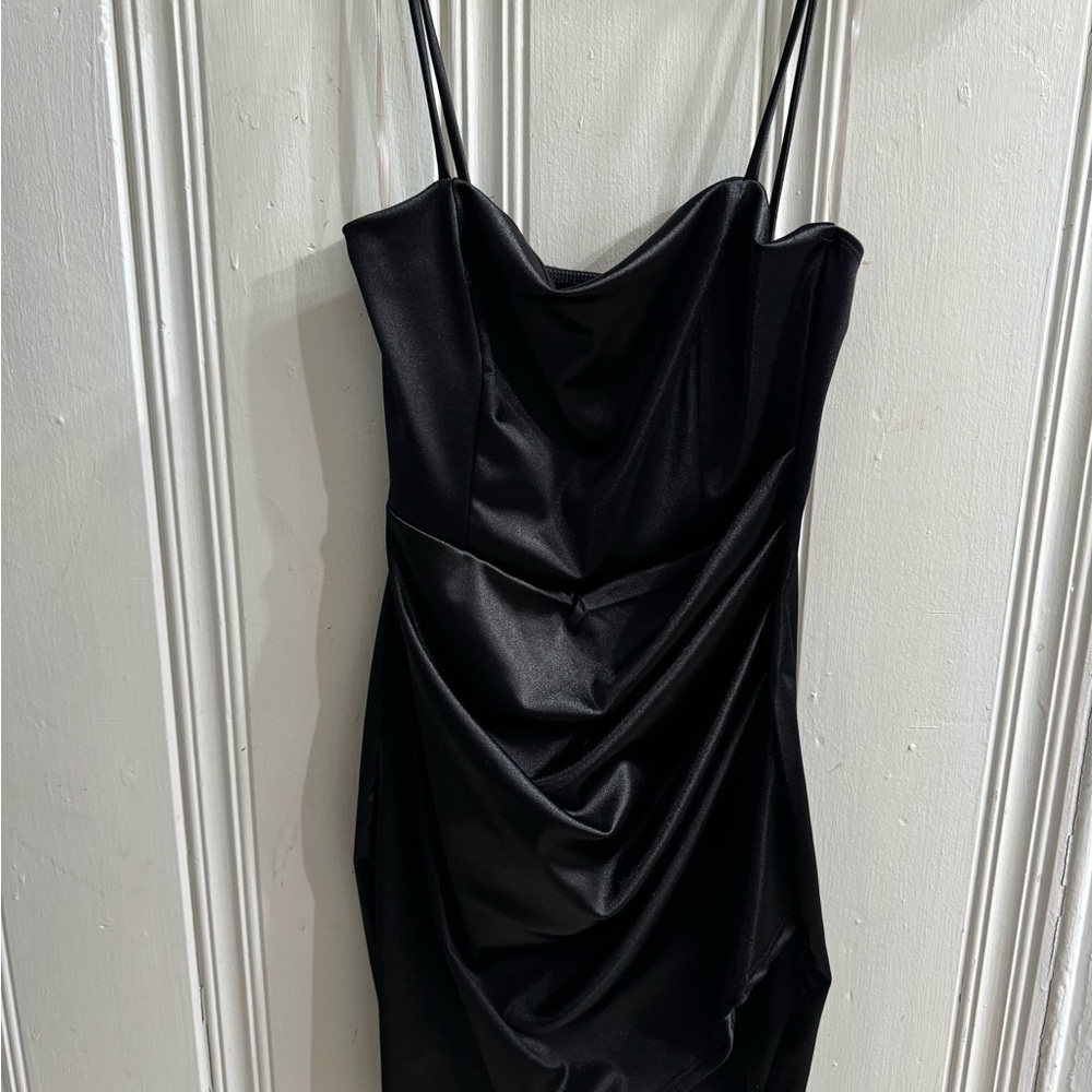 Elegant Black Satin Dress